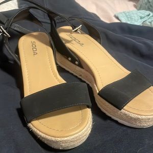 Soda Black Sandals, Very comfortable, Worn once, New without tags